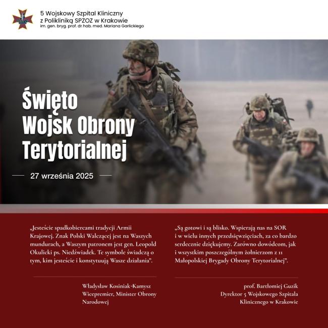 Plakat z okazji Święta Wojsk Obrony Terytorialnej z cytatami 
